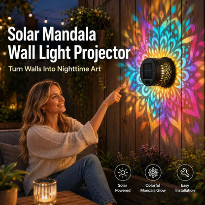 🌞 50% RABATT NU! 🌀 Solcellsdrivet mandalaljus – fantastisk mönsterprojektion, 2-i-1 golv- och väggdesign & IP65 vattentät automatisk på/av 🌿