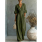 🔥 50% RABATT 👗 Elegant dam-jumpsuit med V-ringning ✨ hög midja & vida ben – smickrande, luftig & perfekt för sommarstil 🌿