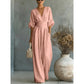 🔥 50% RABATT 👗 Elegant dam-jumpsuit med V-ringning ✨ hög midja & vida ben – smickrande, luftig & perfekt för sommarstil 🌿