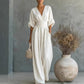🔥 50% RABATT 👗 Elegant dam-jumpsuit med V-ringning ✨ hög midja & vida ben – smickrande, luftig & perfekt för sommarstil 🌿