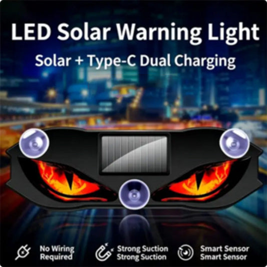 🎉 Rea 2026 – Över 20 000 sålda! 🚗 LED-varningslampa för bil med solcell – ”Devil Eye”-design🔥
