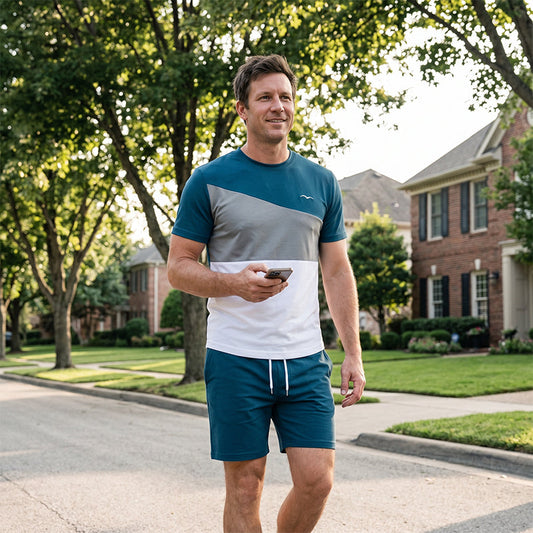 👕🩳 Set med T-shirt och shorts i färgblock för män – 50 % RABATT! Iögonfallande design med färgblock, avslappnad passform, andningsbart tyg – ditt perfekta sommarset. 🔥☀️