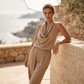 👗 50% RABATT NU! ✨ Chic Draped Halter Neck Jumpsuit – Andningsbar Vida Ben & Elegant Dag till Kväll – Perfekt för Sommaren ☀️