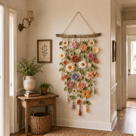 🌸SISTA DAGENS SPECIALPRIS!!🌸Väggdekoration med virkade blommor
