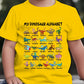 Barn-T-shirt med dinosaurie- och alfabetstryck