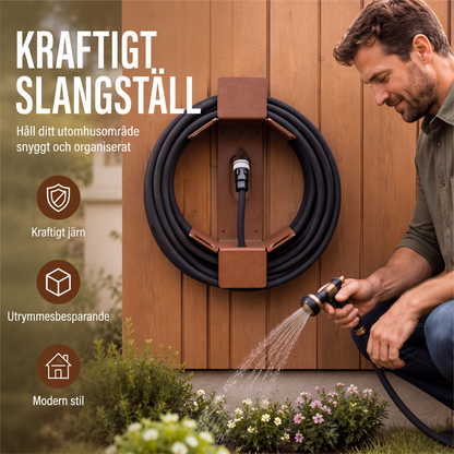 Väggmonterad trädgårdsslanghållare i järn