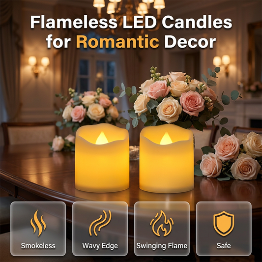 Varma fladdrande flamfria LED-ljus