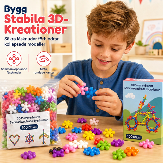🧩 3D-byggklossar för barn med snöflingor som passar ihop