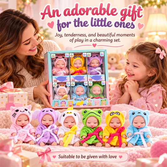 🧸 50% RABATT NU! ✨ Mini babydockor – 6 söta djurstilar i ett litet samlarformat – perfekt som present, dekoration och fantasifull lek 🐰🐻
